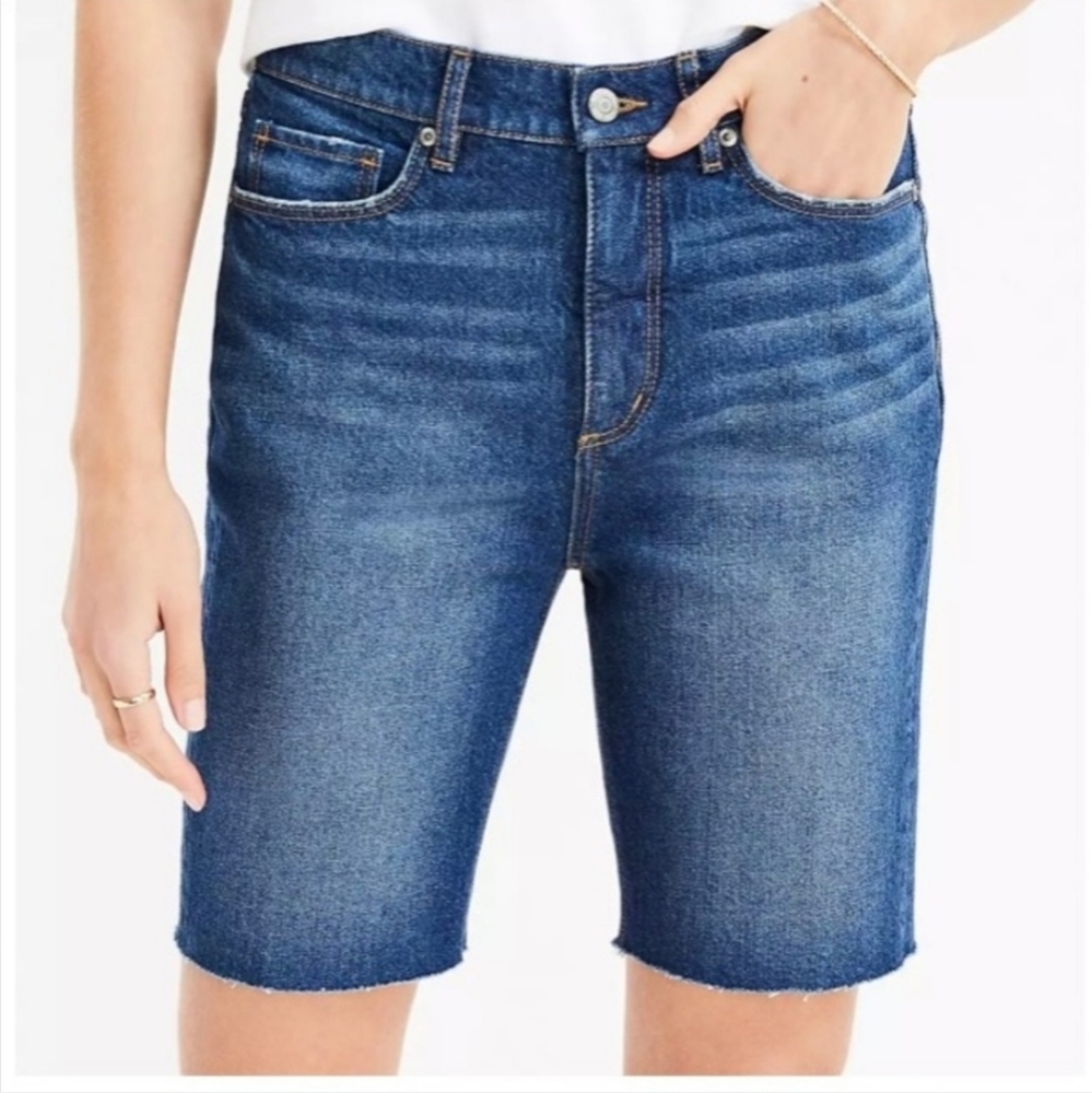 LOFT Fresh Cut High Rise Skinny Bermuda Shorts In Vivid Dark IndigoWash, 32/14